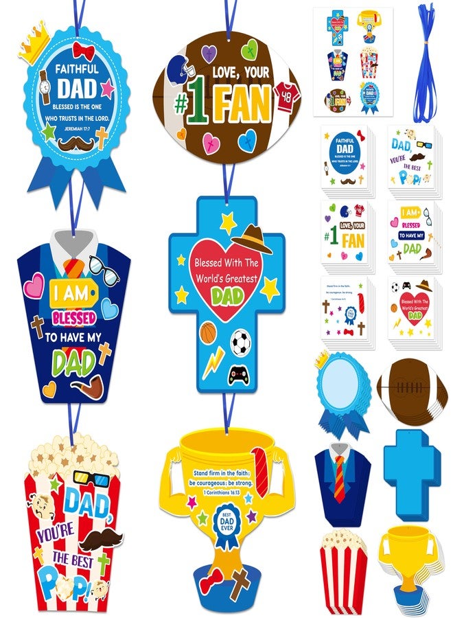 BWkoss Father's Day DIY Crafts for Kids - 36Set Bulk Religious Sunday School Crafts Sticker Christian Hanging Ornament Craft Kit for Classroom VBS Activities Sunday School Father's Day Favors - Image 1